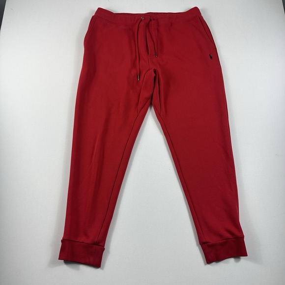 POLO RALPH LAUREN DOUBLE KNIT JOGGERS SWEATPANTS‎ TECH ATLHETIC MENS XL RED - Picture 1 of 8